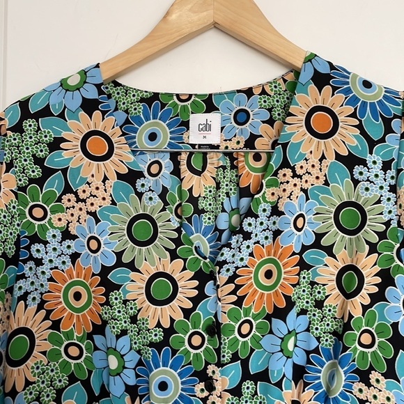 Cabi Women’s Front Button Floral Peplum Blouse Multicolored M - Picture 2 of 7